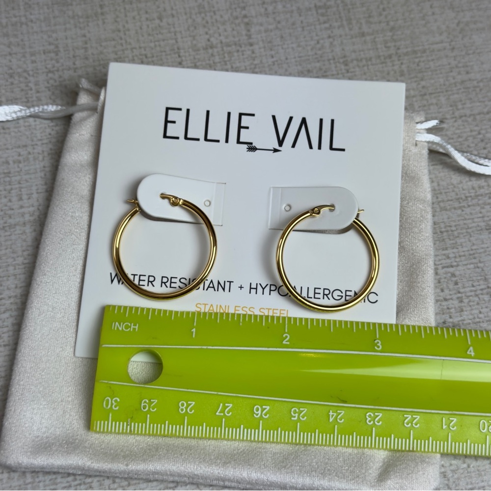 Ellie Vail Gold Plated Laurette Pierced Hoop Earrings - Picture 2 of 5